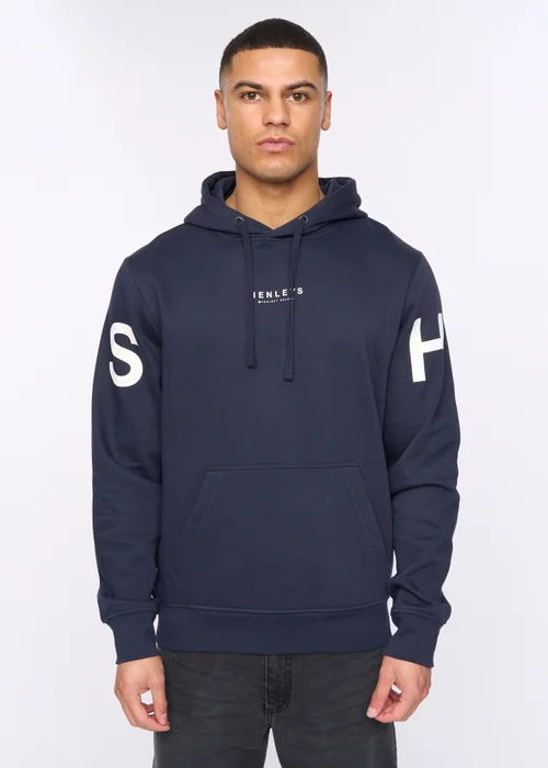 Henleys Navy Hensleeve Hoodie - Large Image 1