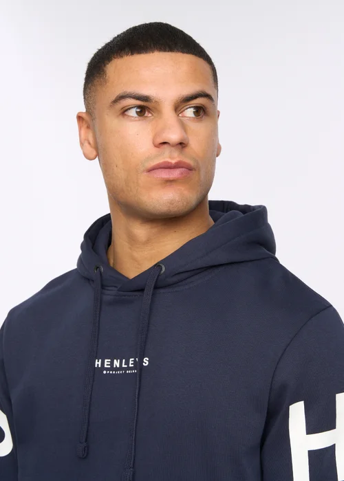 Henleys Navy Hensleeve Hoodie - Large Image 4