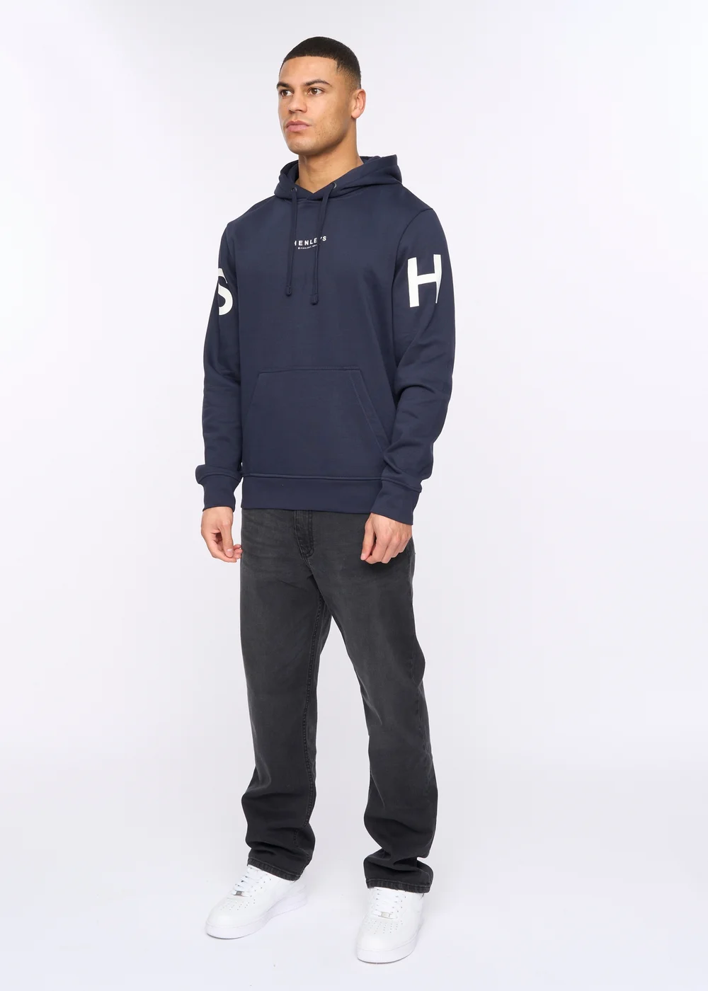 Henleys Navy Hensleeve Hoodie - Large Image 5