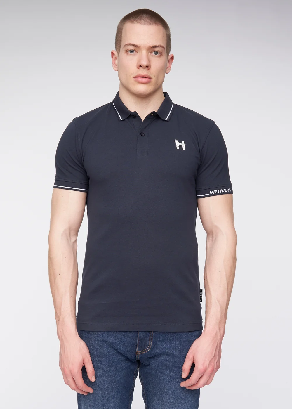 Henleys Navy Hentyme Polo - Medium Image 1