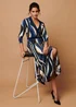 Izabel London Blue Striped 3/4 Sleeve Midi Wrap Dress - 8 Image 2