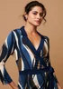 Izabel London Blue Striped 3/4 Sleeve Midi Wrap Dress - 8 Image 3