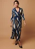 Izabel London Blue Striped 3/4 Sleeve Midi Wrap Dress - 8 Image 1