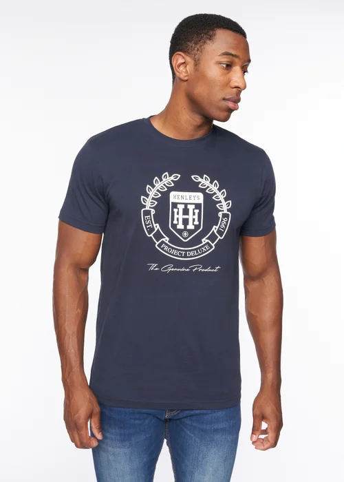 Henleys Navy Myer T-Shirt - Large Image 3