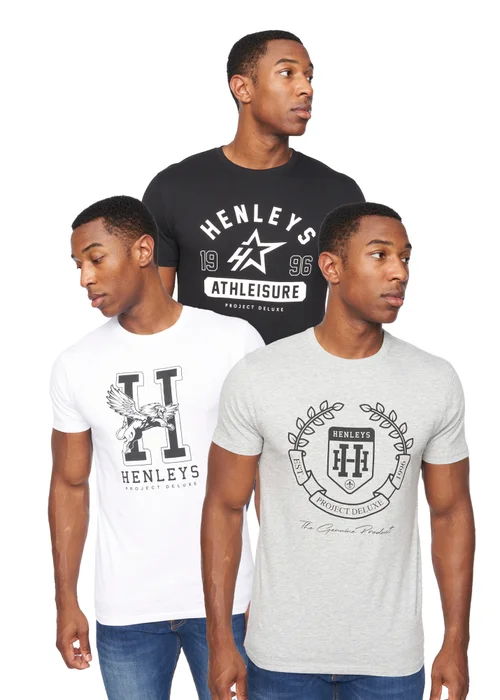 Henleys Assorted Upton T-Shirt 3 pack - Large Image 1