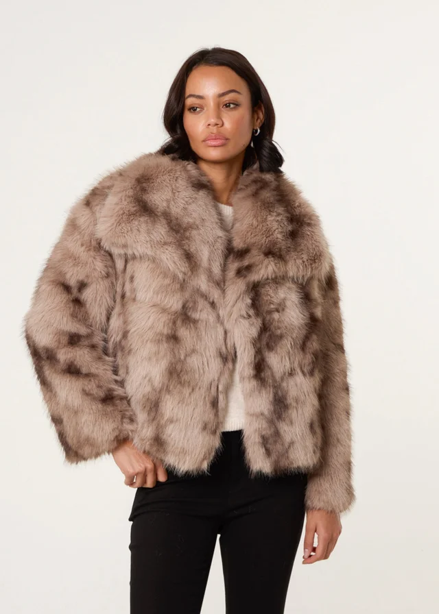 Blue Vanilla Beige Faux Fur Coat