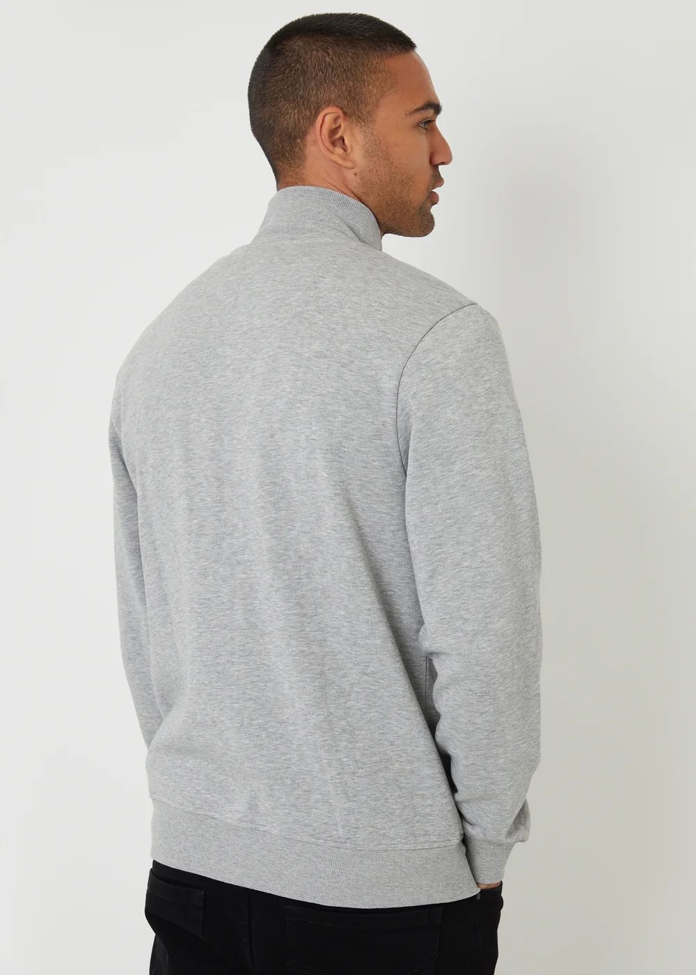 Threadbare Light Grey Funnel Neck Zip Through Sweatshirt - M Image 2