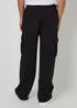 Threadbare Black Wide Leg Cargo Joggers - L Image 2