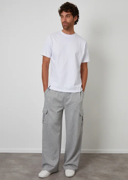 Threadbare Light Grey Wide Leg Cargo Joggers - L Image 3