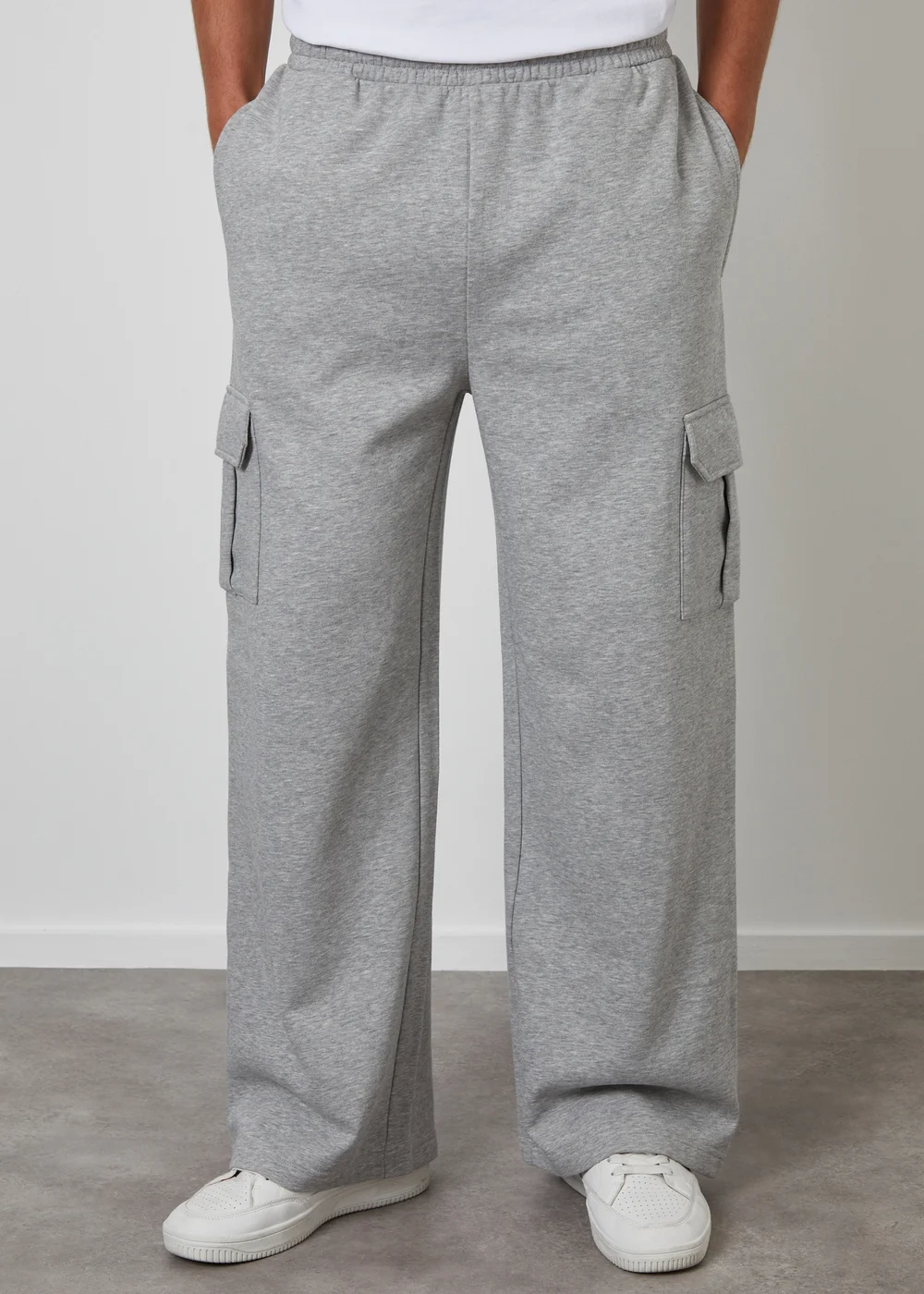 Threadbare Light Grey Wide Leg Cargo Joggers - L Image 1