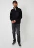 Threadbare Black Microfleece Quarter Zip Sweatshirt - L Image 3