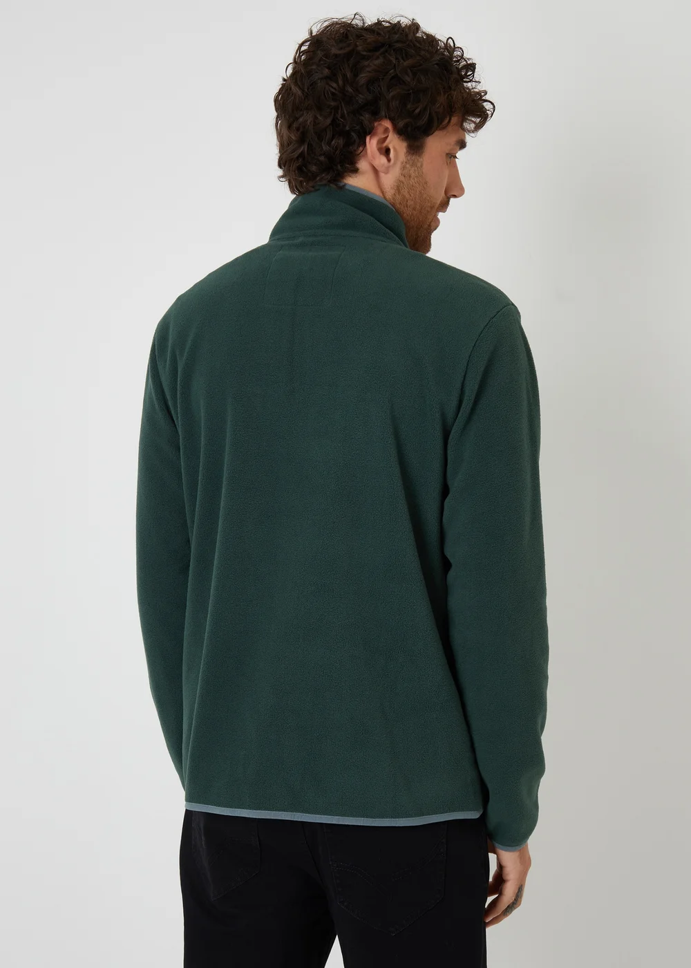 Threadbare Green Microfleece Quarter Zip Sweatshirt - M Image 2