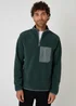 Threadbare Green Microfleece Quarter Zip Sweatshirt - M Image 1