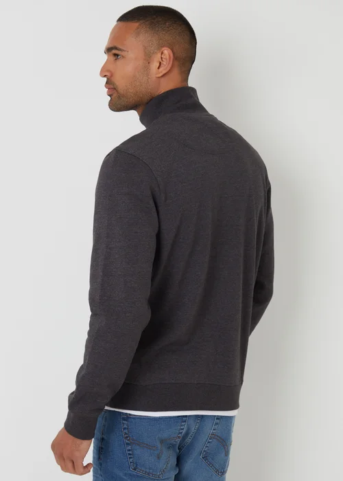 Threadbare Charcoal Mock T-Shirt Quarter Zip Sweatshirt - XL Image 2