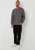 Threadbare Dark Grey Textured Crew Neck Sweatshirt - M Image 3