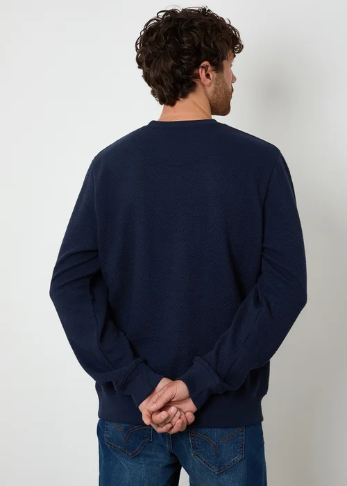 Threadbare Navy Textured Crew Neck Sweatshirt - XL Image 2