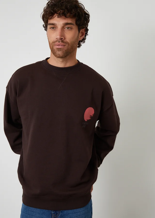 Threadbare Chocolate Graphic Print Crew Neck Sweatshirt