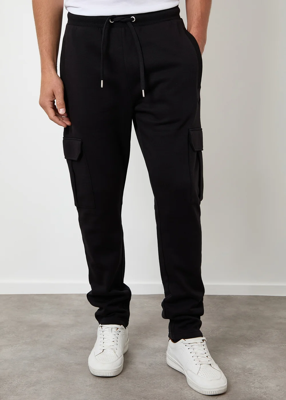 Threadbare Black Cargo Joggers - L Image 1