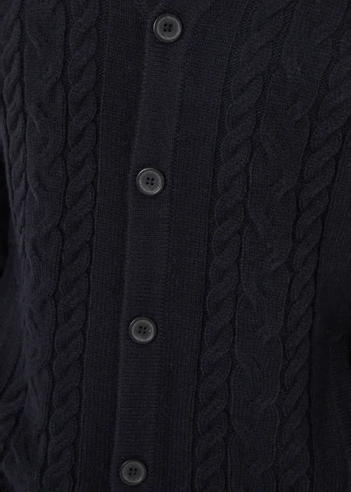 Threadbare Navy Cable Knit Detail V-Neck Cardigan - Extra Large Image 4
