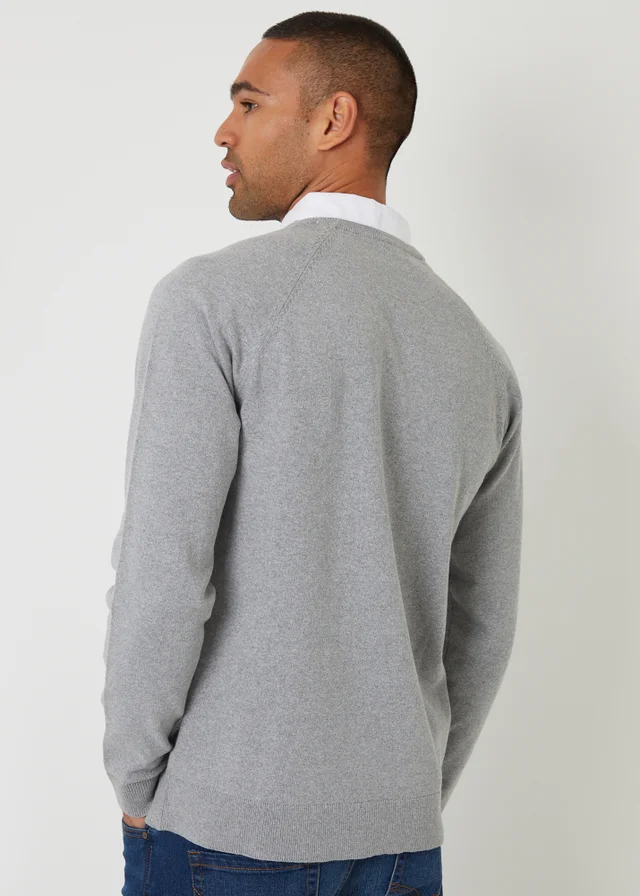 Threadbare Grey Mock Shirt Raglan Knitted Jumper