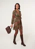 Blue Vanilla Khaki Gold Foil Patchwork Mini Dress - S Image 1
