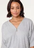 Blue Vanilla Grey Plain Half Zip Top - Small/Medium Image 3