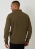 Threadbare Khaki Mock Neck Funnel Neck Cable Knit Jumper - Large Image 2