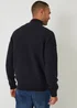 Threadbare Navy Textured Quarter Zip Jumper With Wool - Medium Image 2