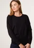 Blue Vanilla Black Plain Crew Neck Jumper - Medium/Large Image 3
