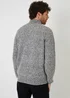 Threadbare Grey Knitted Quarter Zip Jumper - Large Image 2