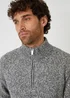 Threadbare Grey Knitted Quarter Zip Jumper - Large Image 4