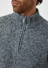 Threadbare Navy Knitted Quarter Zip Jumper - Small Image 4