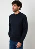 Threadbare Navy Raglan Rib Knitted Crew Neck Jumper - Large Image 1