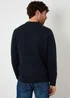 Threadbare Navy Raglan Rib Knitted Crew Neck Jumper - Large Image 2