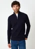 Threadbare Navy Cable Knit Quarter Zip Jumper - Extra Large Image 1