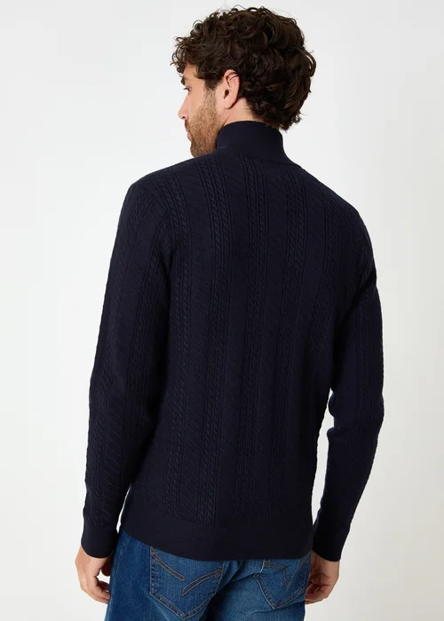 Threadbare Navy Cable Knit Quarter Zip Jumper - Extra Large Image 2