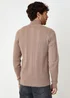 Threadbare Taupe Cable Knit Quarter Zip Jumper - Large Image 2
