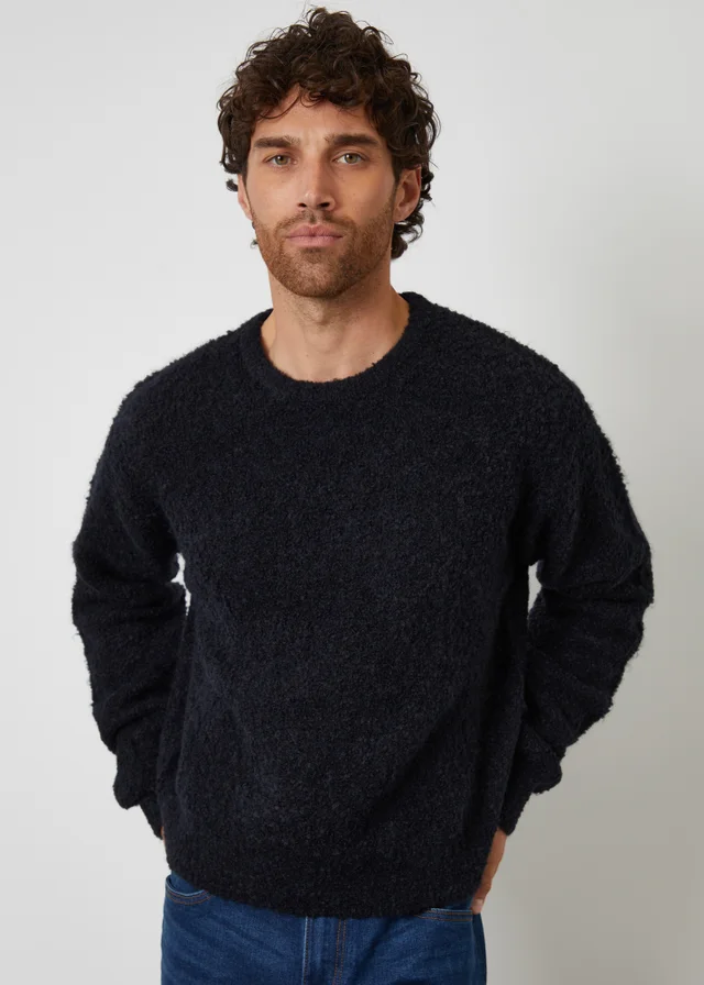Threadbare Navy Fluffy Knit Crew Neck Jumper