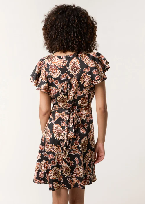 Blue Vanilla Black Paisley Frill Sleeve Mini Dress - 10 Image 4