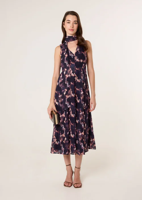 Blue Vanilla Navy Luxe Tie V Neck Sleeveless Dress - 20 Image 3