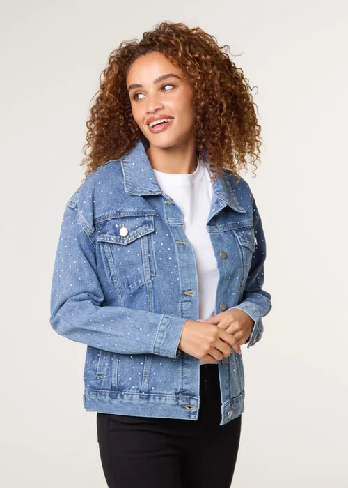 Blue Vanilla Blue Embellished Denim Jacket - S/M Image 1