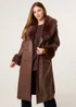 Blue Vanilla Brown Faux Fur Cuff & Collar Coat - L Image 2