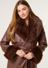 Blue Vanilla Brown Faux Fur Cuff & Collar Coat - L Image 3