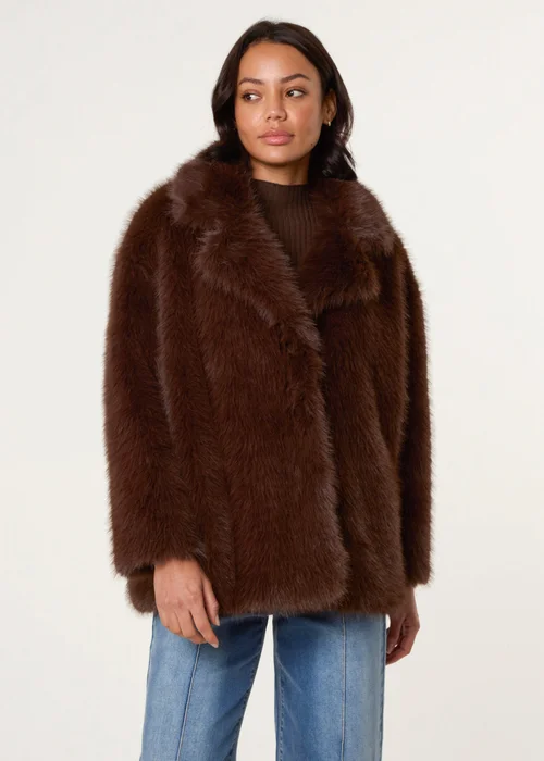 Blue Vanilla Brown Short Faux Fur Coat - 18-20 Image 1