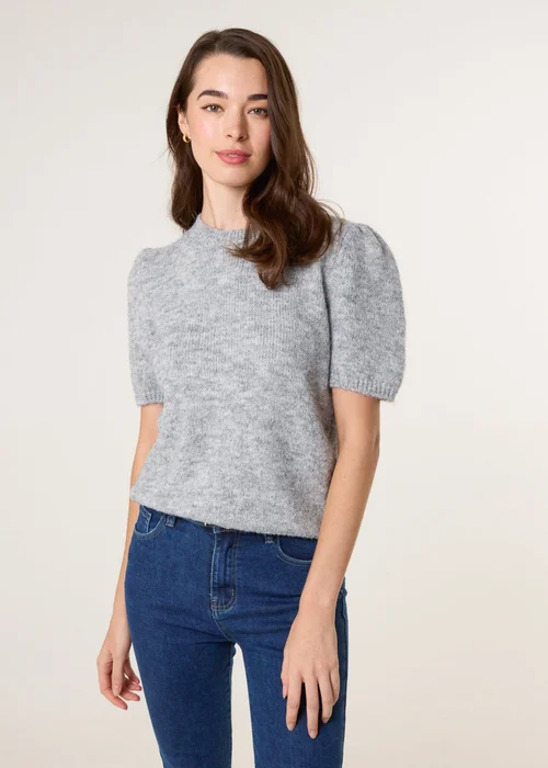 Blue Vanilla Grey Round Neck Knit Jumper - Size 14-16 Image 1