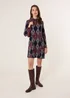 Blue Vanilla Navy Printed Draped Cowl Neck Long Sleeve Dress - M/L Image 2