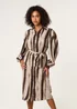 Blue Vanilla Beige Printed Puff Sleeve Button Through Midi Dress - 18 Image 1