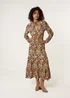 Blue Vanilla Khaki Paisley High Neck Shirred Waist Dress - S/M Image 2