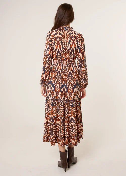 Blue Vanilla Multi Frilled Shirred High Neck Shirred Waist Dress - M/L Image 4