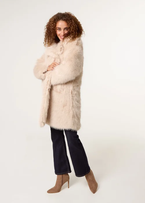 Blue Vanilla Stone Faux Fur Long Coat - M Image 1